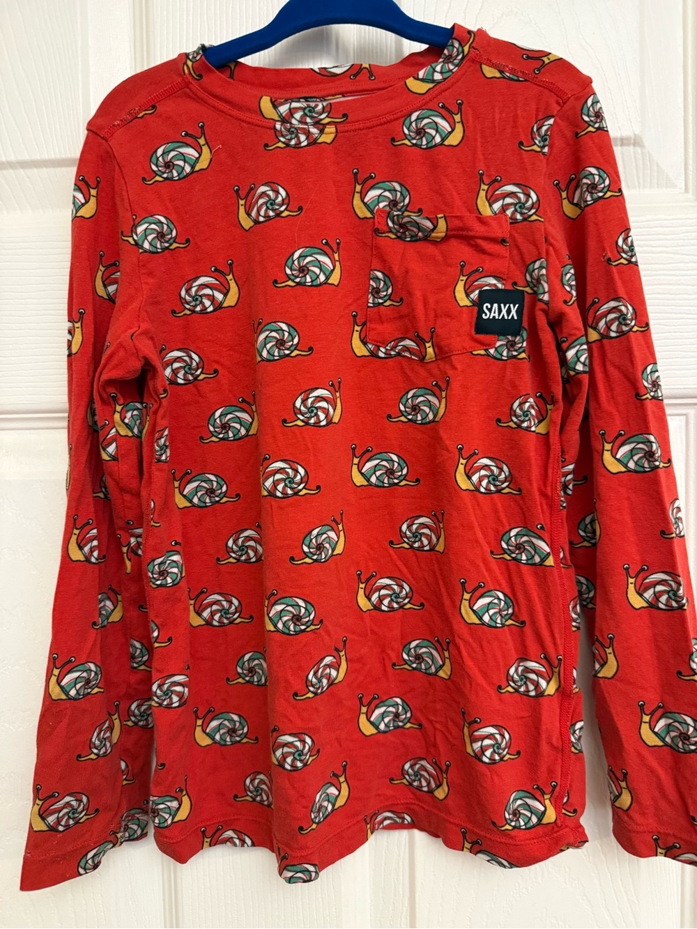 Saxx Red Long-Sleeve Tee with Colorful Snail Print
